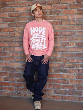 「OldSUmmer（オールドサマー）のアイテム（帽子）」を使った、OldSUmmerさん（メンズ・170cm）の秋コーディネート