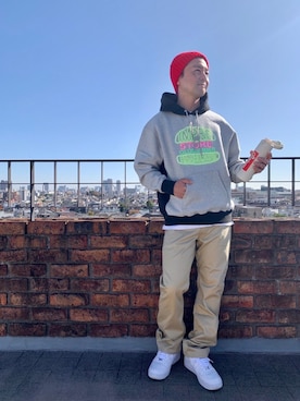 「OldSUmmer（オールドサマー）のアイテム（帽子）」を使った、OldSUmmerさん（メンズ・170cm）の秋コーディネート