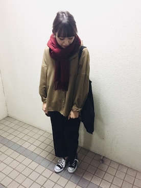 「スニーカーコーデ」｜「アイテム（チュニック）」を使った、yuiさん（レディース・163cm）の秋コーディネート