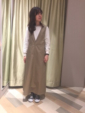 「アイテム（ジャンパースカート）」を使った、yuiさん（レディース・163cm）の春コーディネート