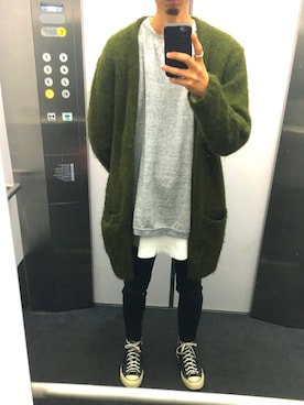 「ロングカーディガン」｜KEITAさん（メンズ・178cm）の冬コーディネート