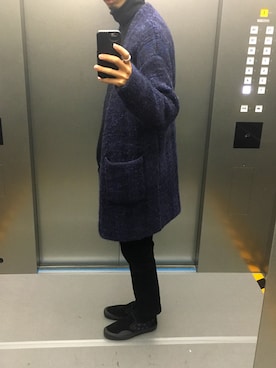 「BEAMS（ビームス）のアイテム（カーディガン/ボレロ）」を使った、KEITAさん（メンズ・178cm）の冬コーディネート