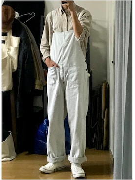 「Johnbull（ジョンブル）のアイテム（サロペット/オーバーオール）」を使った、ずっきーさん（メンズ・177cm）の春コーディネート
