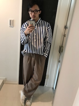 「ANGENEHM（アンゲネーム）のアイテム」を使った、はすみさん（メンズ・170cm）の春コーディネート