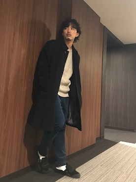 「COMME CA DU MODE（コムサデモード）のアイテム（ステンカラーコート）」を使った、はすみさん（メンズ・170cm）の春コーディネート