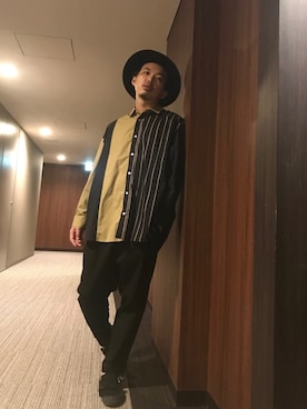 「ANGENEHM（アンゲネーム）のアイテム」を使った、はすみさん（メンズ・170cm）の春コーディネート