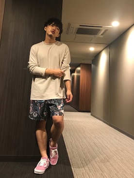 「Jih Nunc（ジーヌンク）のアイテム」を使った、はすみさん（メンズ・170cm）の夏コーディネート