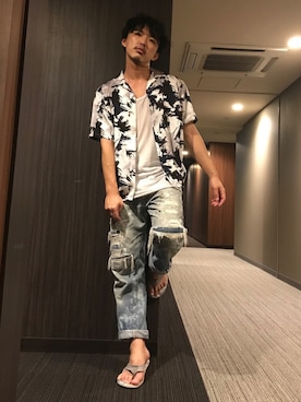 「ANGENEHM（アンゲネーム）のアイテム」を使った、はすみさん（メンズ・170cm）の夏コーディネート