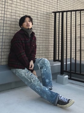 「Jih Nunc（ジーヌンク）のアイテム」を使った、はすみさん（メンズ・170cm）の冬コーディネート