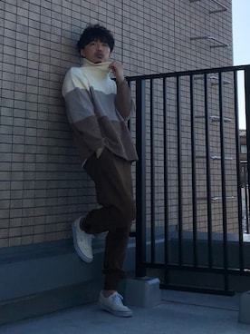 「Jih Nunc（ジーヌンク）のアイテム」を使った、はすみさん（メンズ・170cm）の冬コーディネート