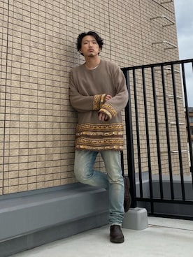 「WHITE MOUNTAINEERING（ホワイトマウンテニアリング）のアイテム（ニット/セーター）」を使った、はすみさん（メンズ・170cm）の春コーディネート