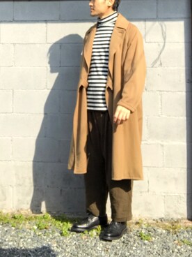 「COMOLI（コモリ）のアイテム（チェスターコート）」を使った、in&さん（メンズ・175cm）の秋コーディネート