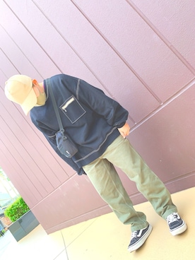 「コロナに負けない」｜「アイテム（スウェット）」を使った、もずさんU160さん（メンズ・156cm）の春コーディネート