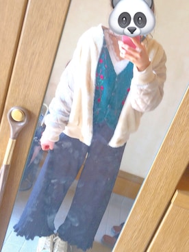 「ボア」｜「アイテム（スタジャン）」を使った、kanako☺︎さん（レディース・158cm）の冬コーディネート