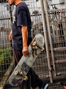 「nike sb 」｜「アイテム（スリッポン）」を使った、毛の妖精さんさん（メンズ・175cm）の夏コーディネート