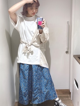 「JEANASIS（ジーナシス）のBIGスリットTEE/884386（Tシャツ/カットソー）」を使った、ノン(HARE)さん（レディース・170cm）の春コーディネート