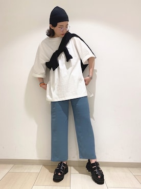 「H&M（エイチ・アンド・エム）のアイテム（ニットキャップ/ビーニー）」を使った、ノン(HARE)さん（レディース・170cm）の夏コーディネート