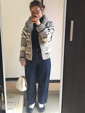 「UNIQLO（ユニクロ）のエクストラファインメリノリブタートルネックセーター（長袖）（ニット/セーター）」を使った、yubuki𓇼さん（レディース・164cm）の冬コーディネート