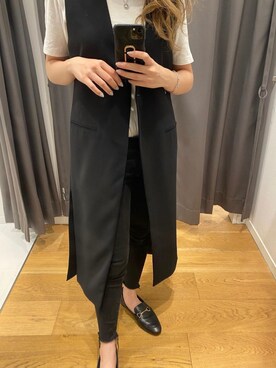 「ZARA（ザラ）のアイテム（ジャケット/アウター、ブラック系）」を使った、#HARUNAさん（レディース・158cm）の夏コーディネート
