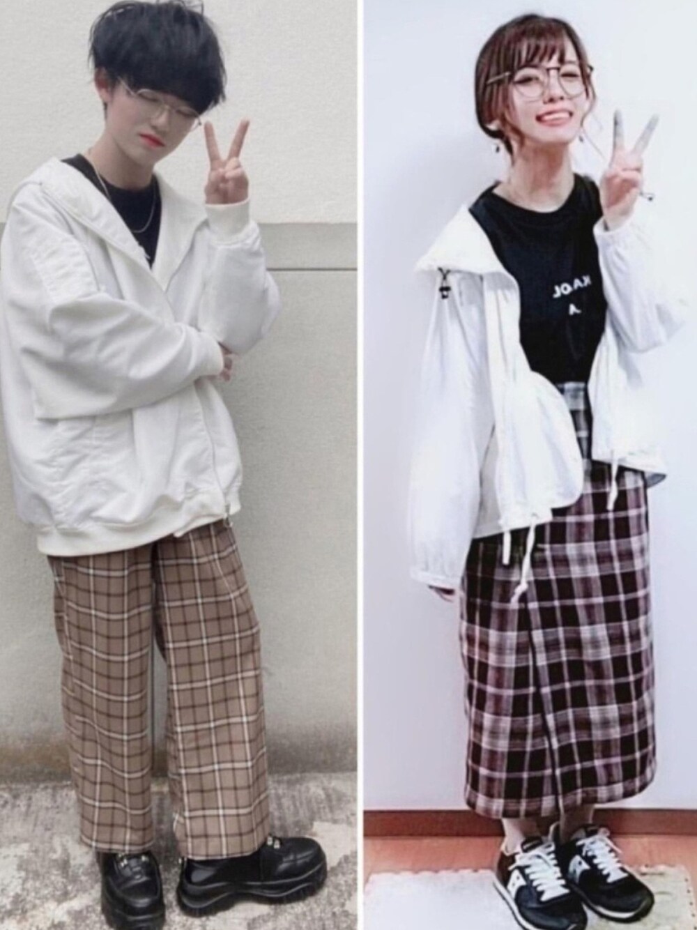「リンクコーデ、めがね、カジュアル、チェックパンツ、KANGOL、低身長、おしゃれさんと繋がりたい、いいね、save、フォローお願いします🤑」｜「お気に入り🙈のアイテム（その他、その他）」を使った、なおちゃん🇰🇷低身長さん（メンズ・162cm）の春コーディネートの1枚目の写真