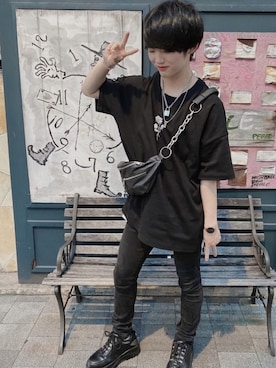 「バラ柄」｜「アイテム（アクセサリー）」を使った、なおちゃん🇰🇷低身長さん（メンズ・160cm）の夏コーディネート
