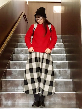 「IL BISONTE（イルビゾンテ）のアイテム（キャップ）」を使った、1000birdさん（レディース・156cm）の冬コーディネート