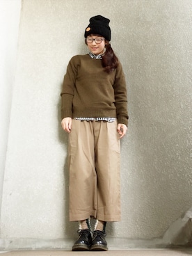 「ブラウン×ブラック」｜「アイテム（その他シューズ）」を使った、1000birdさん（レディース・156cm）の冬コーディネート