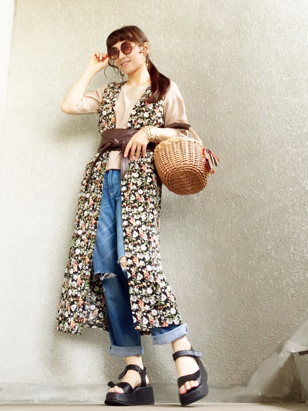 RAY CASSIN（レイカズン）の「花柄ロングジレ（ベスト）」 - WEAR