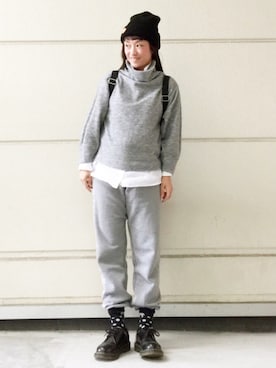 「ニットキャップ」｜「アイテム（その他シューズ）」を使った、1000birdさん（レディース・156cm）の冬コーディネート