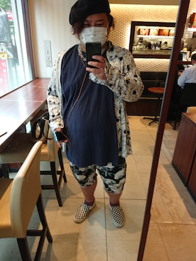 「NUMBER (N)INE（ナンバーナイン）の【NUMBER (N)INE】《別注》グラフィッククロス ビッグシルエット ロングシャツ（シャツ/ブラウス）」を使った、KiKiさん（メンズ・173cm）の夏コーディネート