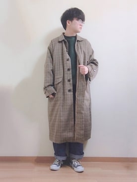 「アイテム（ステンカラーコート）」を使った、まひ。さん（メンズ・162cm・20代）の春コーディネート