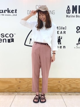 「USAコットン」｜「アイテム（キャップ）」を使った、coen いけださん（レディース・168cm）の夏コーディネート
