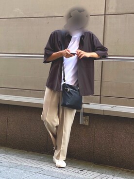「LAKOLE（ラコレ）のアイテム（スラックス）」を使った、takumi0415tさん（メンズ・171cm）の夏コーディネート