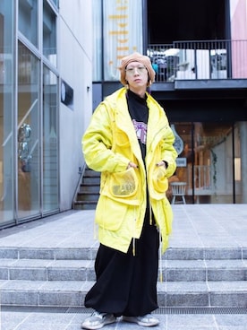 「DEPRESSION（-）のアイテム」を使った、田中ショヲタさん（メンズ・165cm）の秋コーディネート