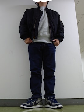 「ラルフローレン」｜「アイテム（MA-1）」を使った、yosさん（メンズ・177cm）の冬コーディネート