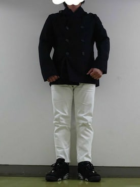 「エアジョーダン」｜「アイテム（ピーコート）」を使った、yosさん（メンズ・177cm）の秋コーディネート