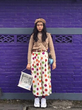 「古着好きな人と繋がりたい」｜「アイテム（ブルゾン）」を使った、星あめき🌻阿葵🇹🇼さん（レディース・165cm）の冬コーディネート