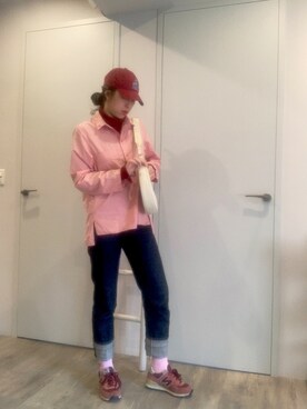 「red」｜「アイテム（帽子）」を使った、YuChiさん（レディース・168cm）の冬コーディネート