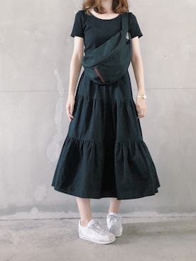 「ホワイトスニーカー」｜「アイテム（ワンピース/ドレス）」を使った、Yuuuuさん（レディース・168cm）の夏コーディネート
