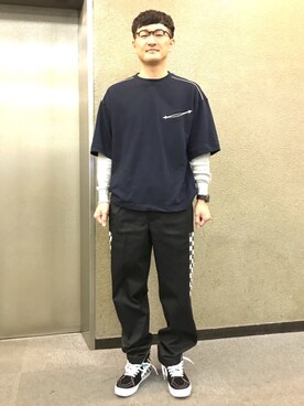ロバート馬場裕之さん(メンズ・181cm)の春コーディネート