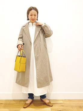 「シャツワンピ」｜「アイテム（ステンカラーコート）」を使った、g_ayaka_さん（レディース・155cm）の冬コーディネート