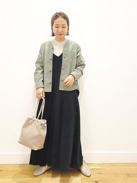 「キャミワンピ」｜「アイテム（スリッポン）」を使った、g_ayaka_さん（レディース・155cm）の春コーディネート