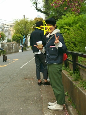 「BEAMS BOY（ビームスボーイ）のアイテム（デニムジャケット）」を使った、さめさん（レディース・155cm）の春コーディネート