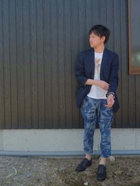 「アイテム（腕時計、ブルー系）」を使った、あきんこさん（メンズ・172cm）の春コーディネート
