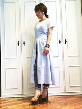 「TOGA(トーガ)のアイテム」を使った、Shimizu Nagisaさん(レディース・158cm)の夏コーディネート