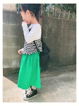 「アイテム（スカート）」を使った、kannaさん（キッズ・100cm）の春コーディネート