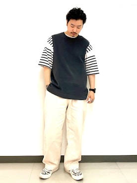 「URBAN RESEARCH（アーバンリサーチ）のアイテム（チノパンツ）」を使った、原田圭史さん（メンズ・171cm）の夏コーディネート