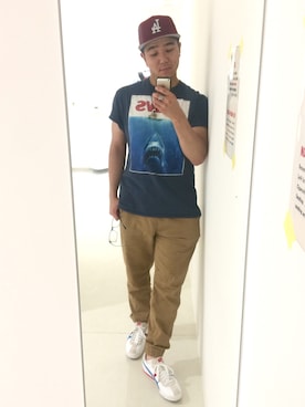 「BROOKLYNのアイテム」を使った、Andrew Bibeeさん（メンズ・173cm）の夏コーディネート