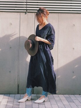 「152cm」｜「アイテム（帽子）」を使った、SAYAKAさん（レディース・153cm）の春コーディネート