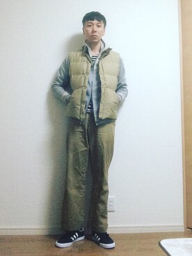 「N.HOOLYWOOD（N.ハリウッド）のアイテム（チノパンツ）」を使った、MICHYさん（メンズ・178cm）の冬コーディネート